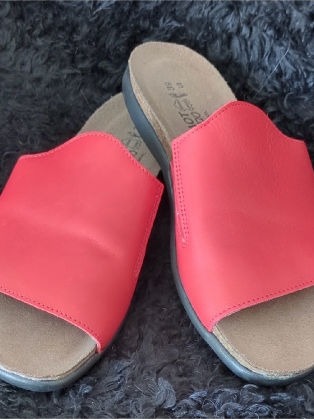 NAOT brand Red Women's Full Genuine Leather Slide Sandals - Comfortable Slip-Ons